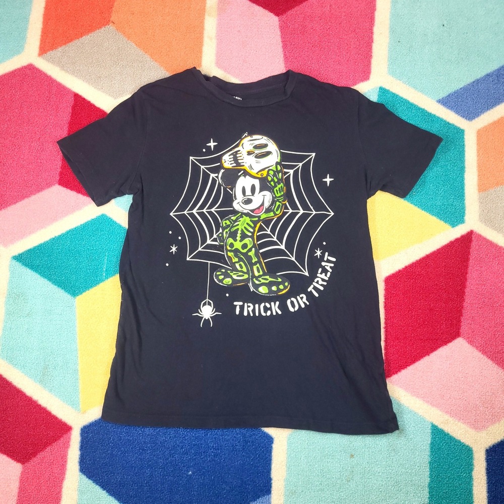 Disney‎ Old Navy Mickey Mouse Trick Or Treat Halloween Black Graphic T-Shirt